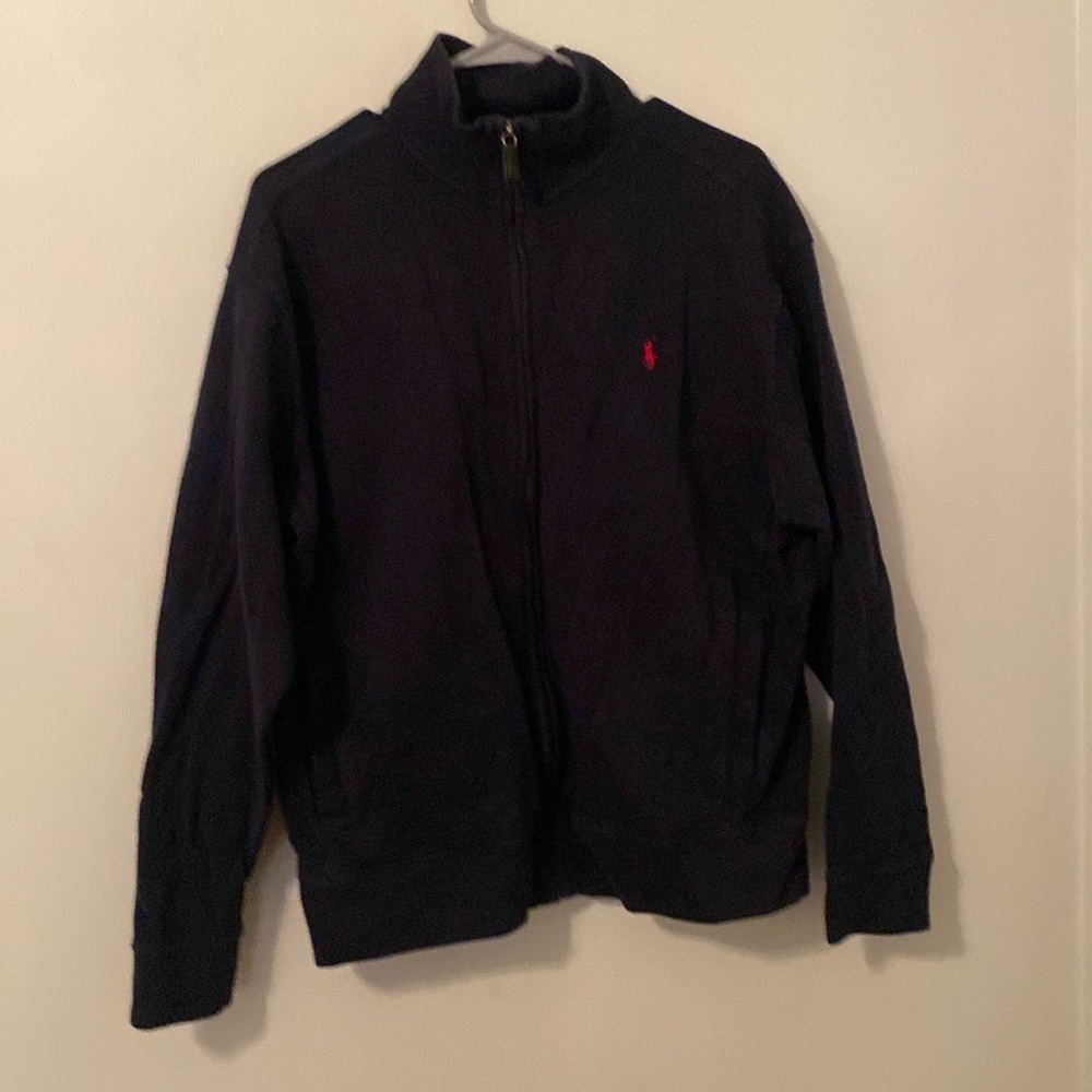 Polo Ralph Lauren Men’s Navy Cotton Full Zip Mockneck Sweater [Size: M]